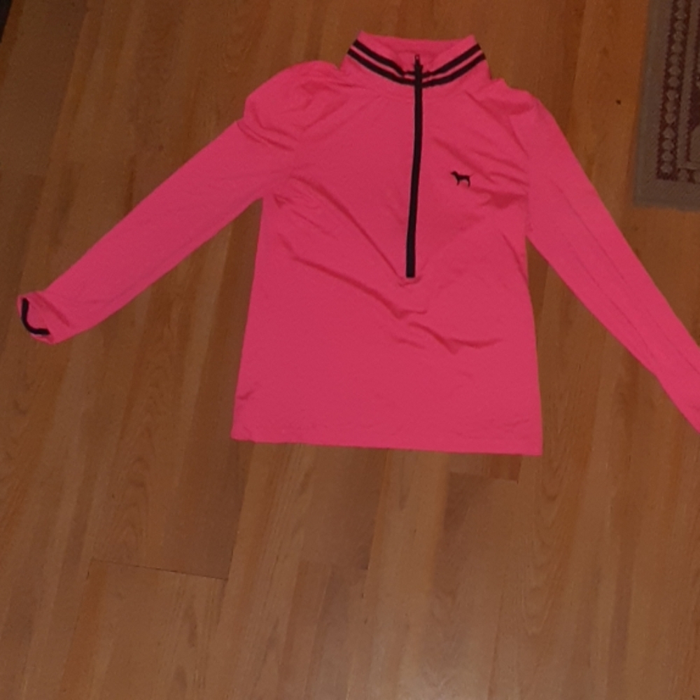 Pink Long Sleeve Zip-Up Shirt